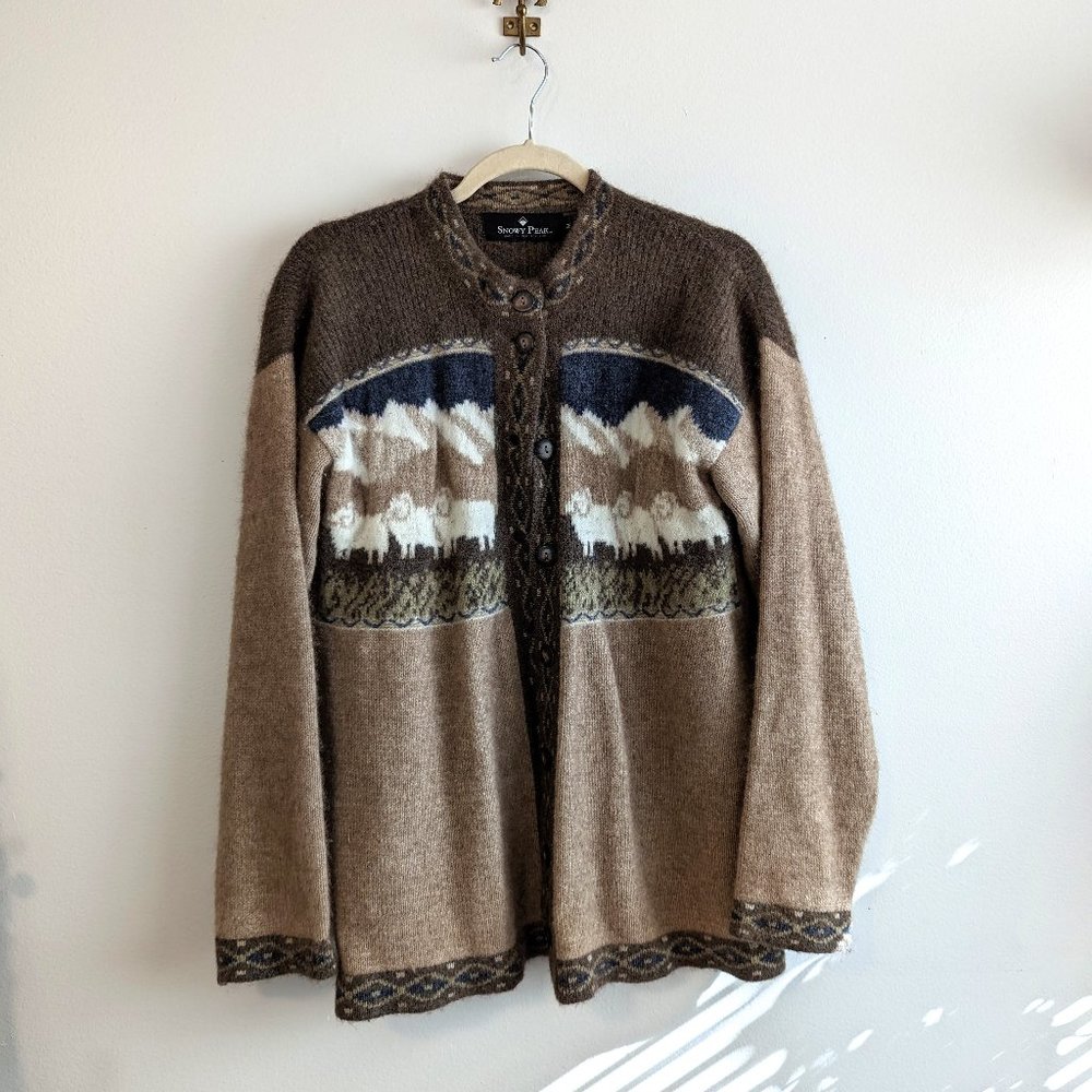 Snowy Peak Merino/Possum Blend New Zealand Sheep cardigan sz M